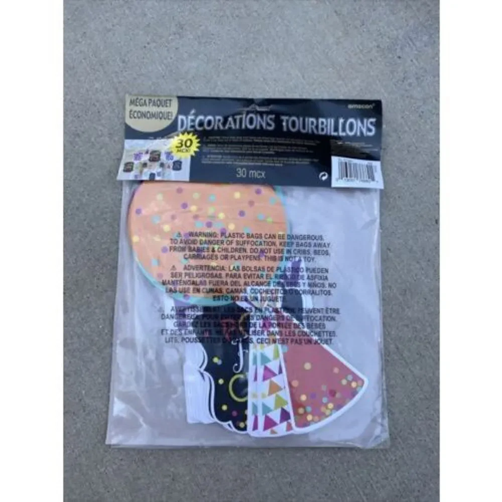 30 x NEW YEAR HANGING SWIRLS BUMPER PACK PARTY DECORATIONS BRIGHT *BRAND NEW**